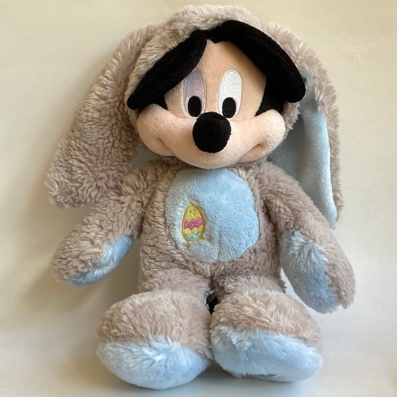 Disney Mickey Mouse Easter Bunny Stuffed Animal Plush Store Egg Gray Blue - Picture 2 of 10